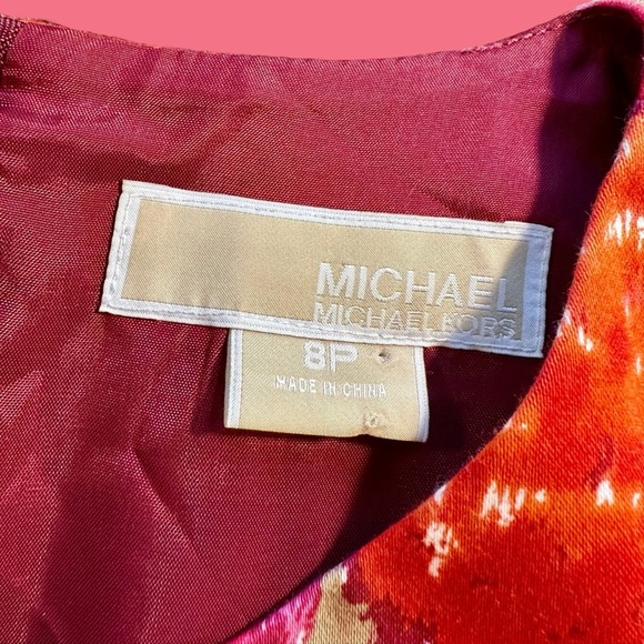 MICHAEL Michael Kors Pink & Orange Floral Print Button-Detail Shift Dress Sz 8P - Picture 3 of 16